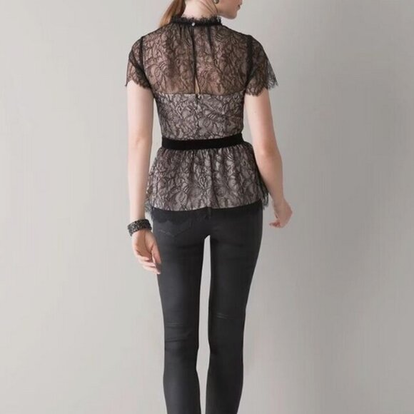 White House Black Market Contrast Lace Bodice Blouse – Size 14 – NWT - Picture 4 of 16